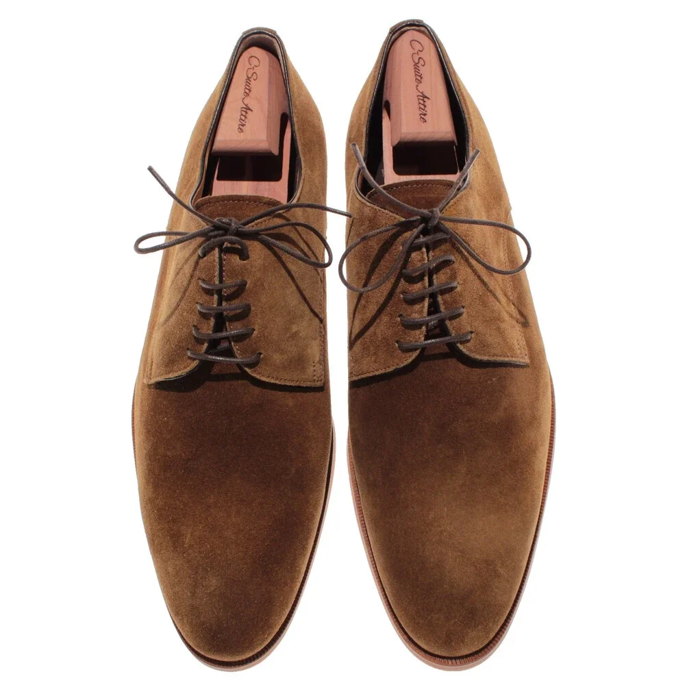 Di Bianco NWD Lace Up Derby Dress Shoes Size 43.5 (US 10.5) in Brown Suede